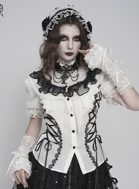 DEVIL FASHION恶魔时尚洛丽塔闪光丝雪纺短袖衬衫【SHT15101/2】