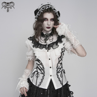 DEVIL FASHION恶魔时尚洛丽塔闪光丝雪纺短袖衬衫【SHT15101/2】