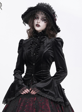 Devil fashion恶魔时尚哥特亮光丝绒料燕尾款衬衫上衣SHT14101/02