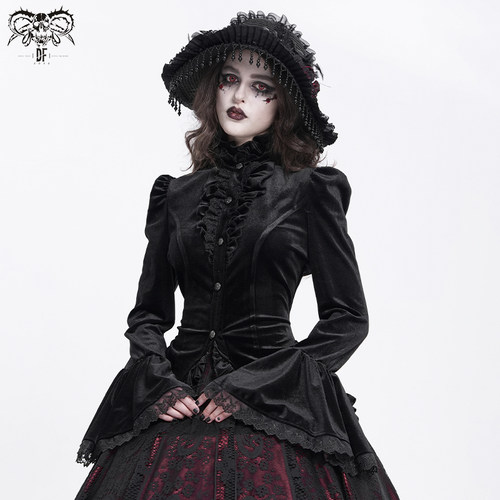 恶魔时尚复古哥特高领亚文化衬衫