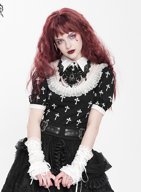 Devil fashion 黑白色十字架印花短袖T恤【TT22201 TT22202】