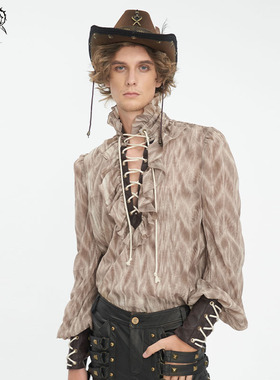 Devil fashion 朋克高领长袖绑带男衬衫【SHT11701/02】