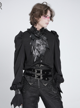 Devil fashion恶魔时尚 暗黑朋克风蝙蝠领结哥特长袖衬衫男SHT132