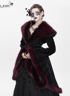 EVA LADY 新年战袍冬季腰果菱形格绒料毛领哥特外套 ECT02301/02