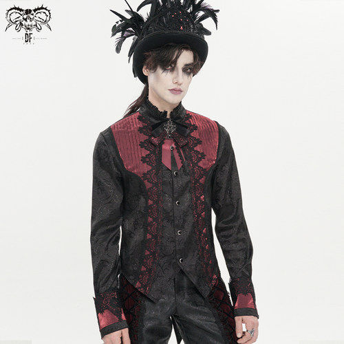 DEVIL FASHION恶魔时尚树枝纹梭织压折长袖衬衫【SHT15801/2】