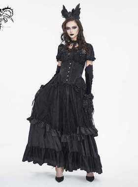 Devil fashion 黑色哥特腰果花高腰半身裙【SKT19801 SKT19802】