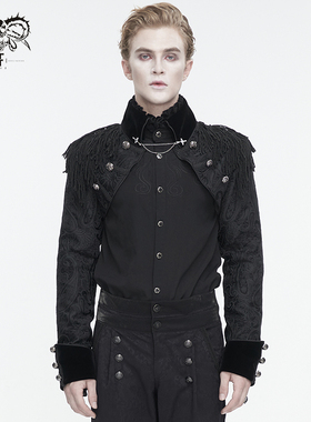Devil fashion恶魔时尚 暗黑哥特风提花燕尾短款黑色男外套CT221