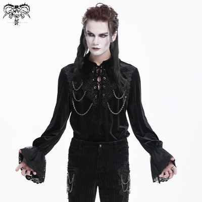 Devil fashion恶魔时尚万圣节吸血鬼蕾丝边长袖衬衫男SHT12601/02