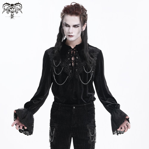 Devil fashion恶魔时尚万圣节吸血鬼蕾丝边长袖衬衫男SHT12601/02