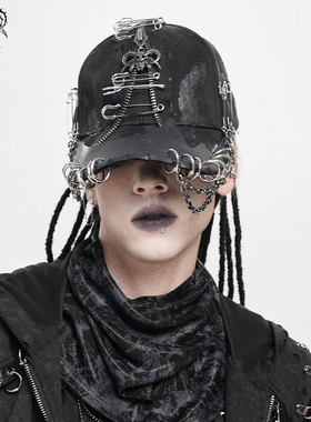 Devil fashion恶魔时尚 别针圆圈装饰朋克鸭舌帽【AS264】