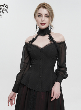 Devil fashion 暗黑哥特衬衣长袖立领蕾丝雪纺衫【SHT09501/02】