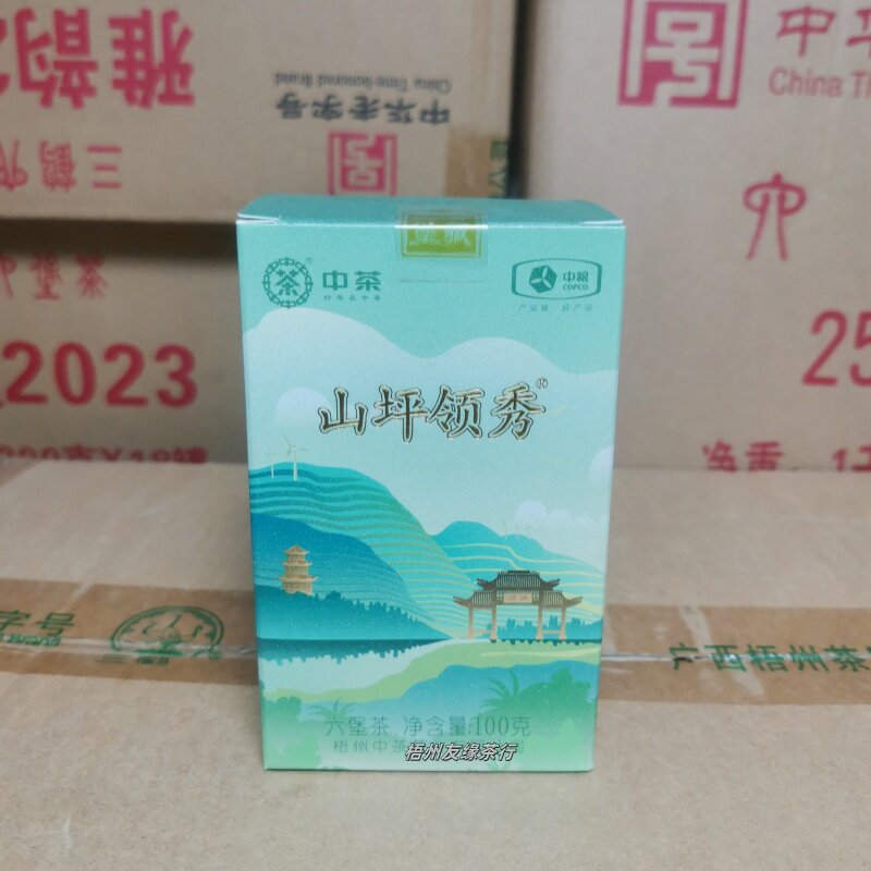 中茶六堡茶山坪领秀2023年出厂100克/罐一级茶