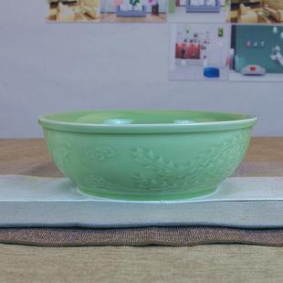 家用陶瓷餐具大号汤碗龙泉青瓷汤盆浮雕汤面大碗9英寸酸菜鱼菜碗
