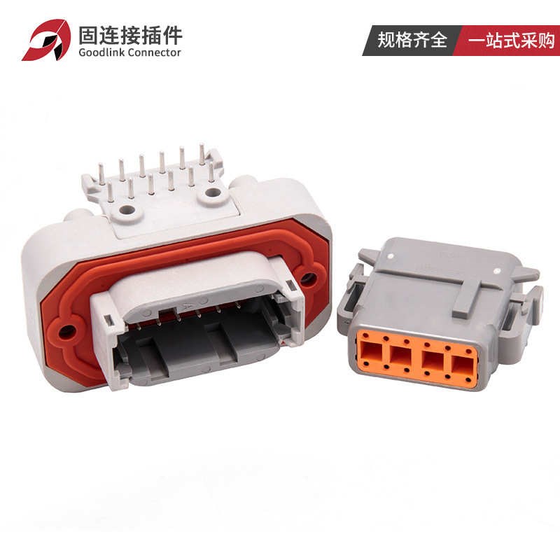 德驰DTM13-12PA 汽车连接器12孔弯K针座防水接插件公母线束插头