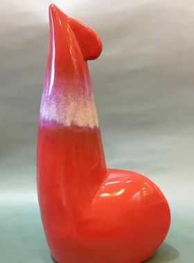 景德镇陶瓷雕塑大师刘源昌生肖鸡彩釉K红公鸡饰品大师工艺作品