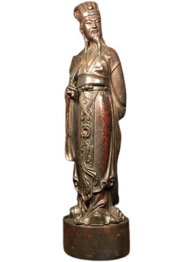 古玩古董b旧藏纯铜诸葛亮孔明像家铜像摆件老物件收藏装饰摆件送