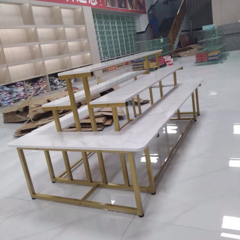 服装店鞋店中岛展示台中间鞋包商场展厅摆台花店化妆品陈列架梯形图片
