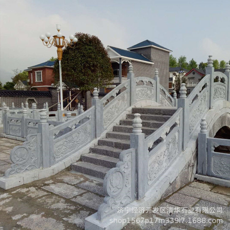 大桥石护栏石栏杆石雕栏板公园阳台景观仿古河道花岗岩石栏杆直销图片