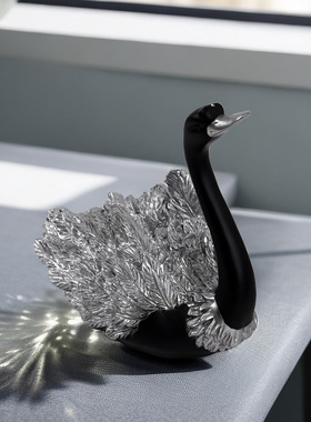 轻奢风黑天鹅情侣摆件北欧高档家居客厅电视柜装饰品乔迁结婚礼物