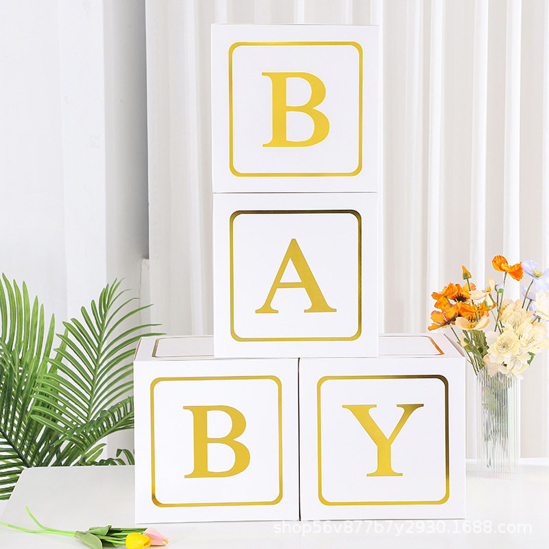 网红烫金气球盒子BABY LOVE生日装饰宝宝生日宴婚房氛围布置道具