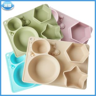 工厂现货宝宝餐盘分格碗儿童食品级分隔盘四格卡通硅胶早餐盘饭碗