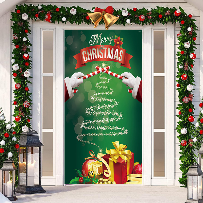 圣诞节弹力布门盖装饰布节日派对门贴挂布房间门布置搭配挂毯布拍