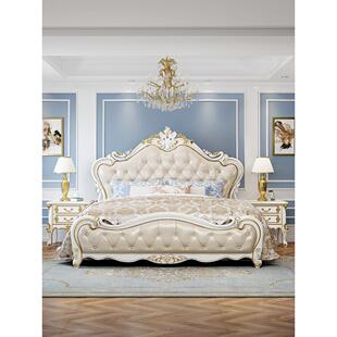 欧式双人床1.8米现代简约主卧室加宽2米床法式白色实木公主床婚礼