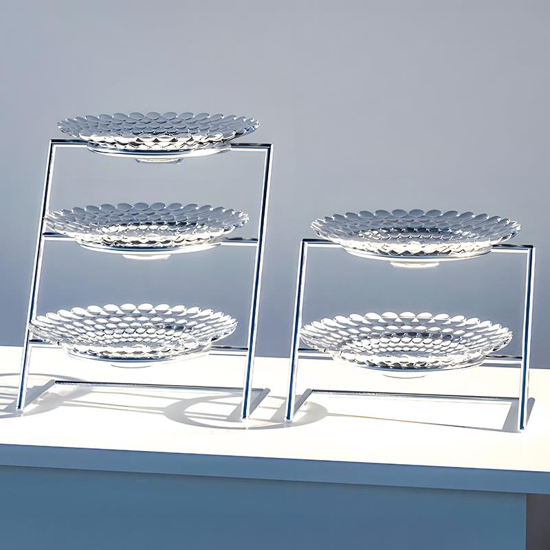 玻璃多层水果自助餐台凉菜展示盘双层架子盘子三层果盘架菜盘酒店