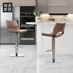吧台椅升降家用高椅子现代简约吧椅旋转高脚凳吧台凳靠背椅岛台椅