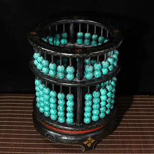 古董老物件笔筒算盘老式怀旧古玩木雕摆件大号算盘书房装饰品六角