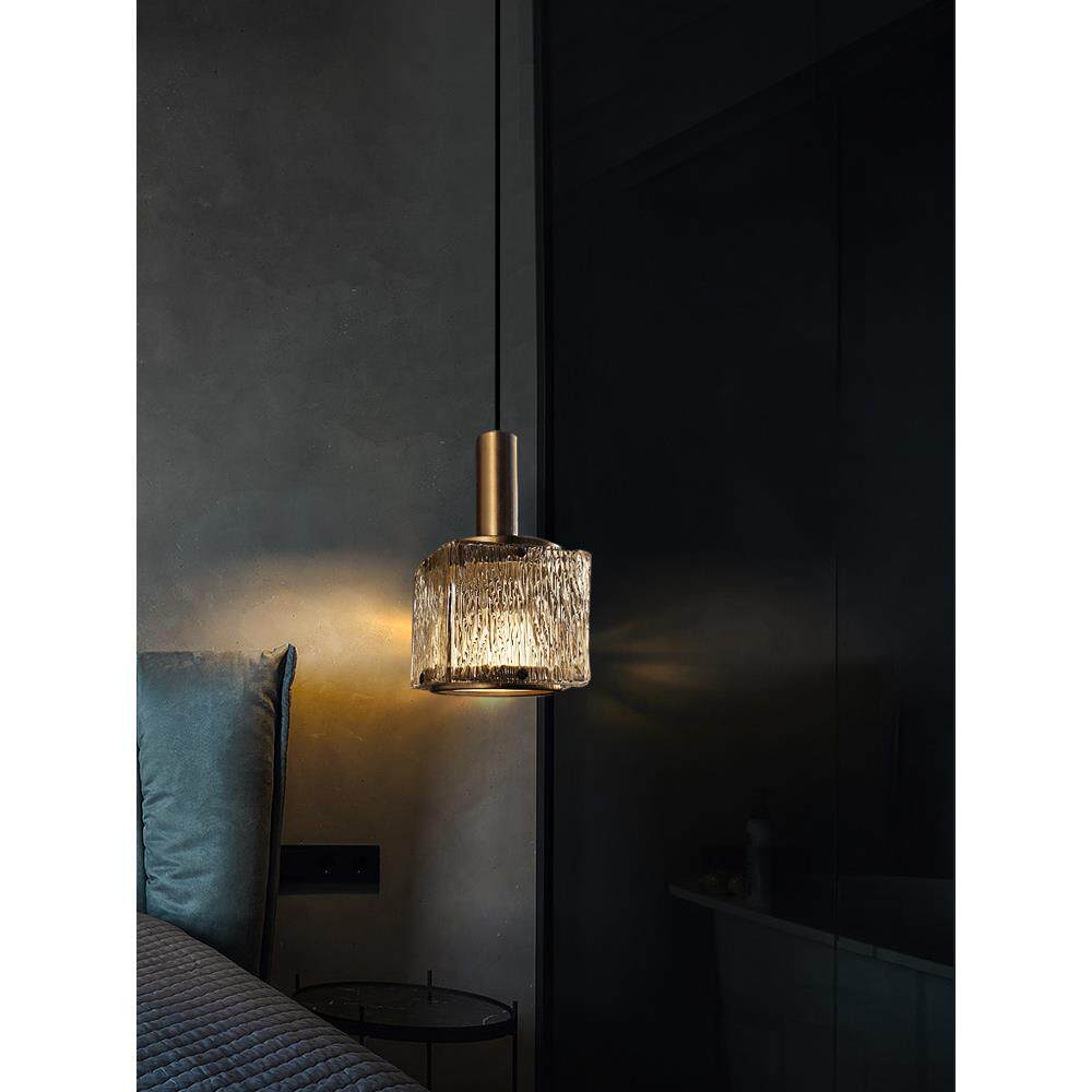 北欧轻奢小吊灯主卧室床头灯装饰简约个性书房吧台全铜水晶长线灯