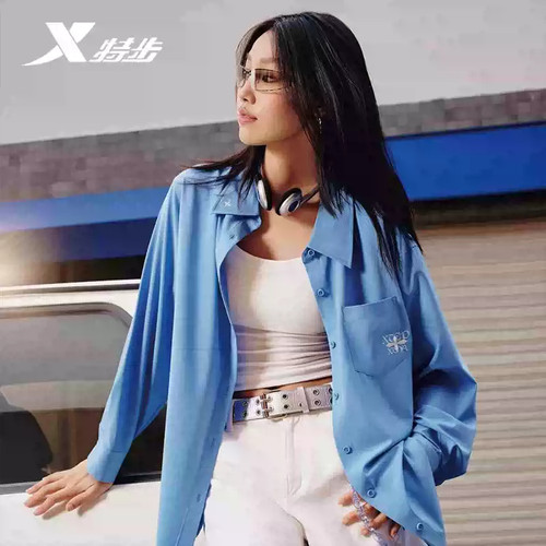 特步长袖衬衫女款2026夏季新款