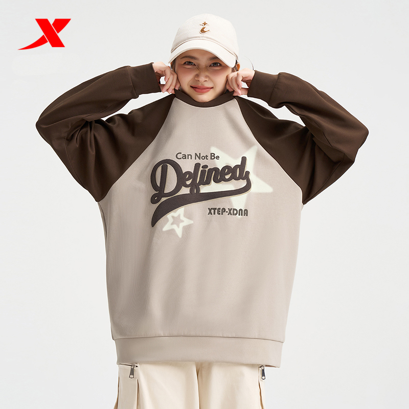 特步套头卫衣女潮流宽松百搭