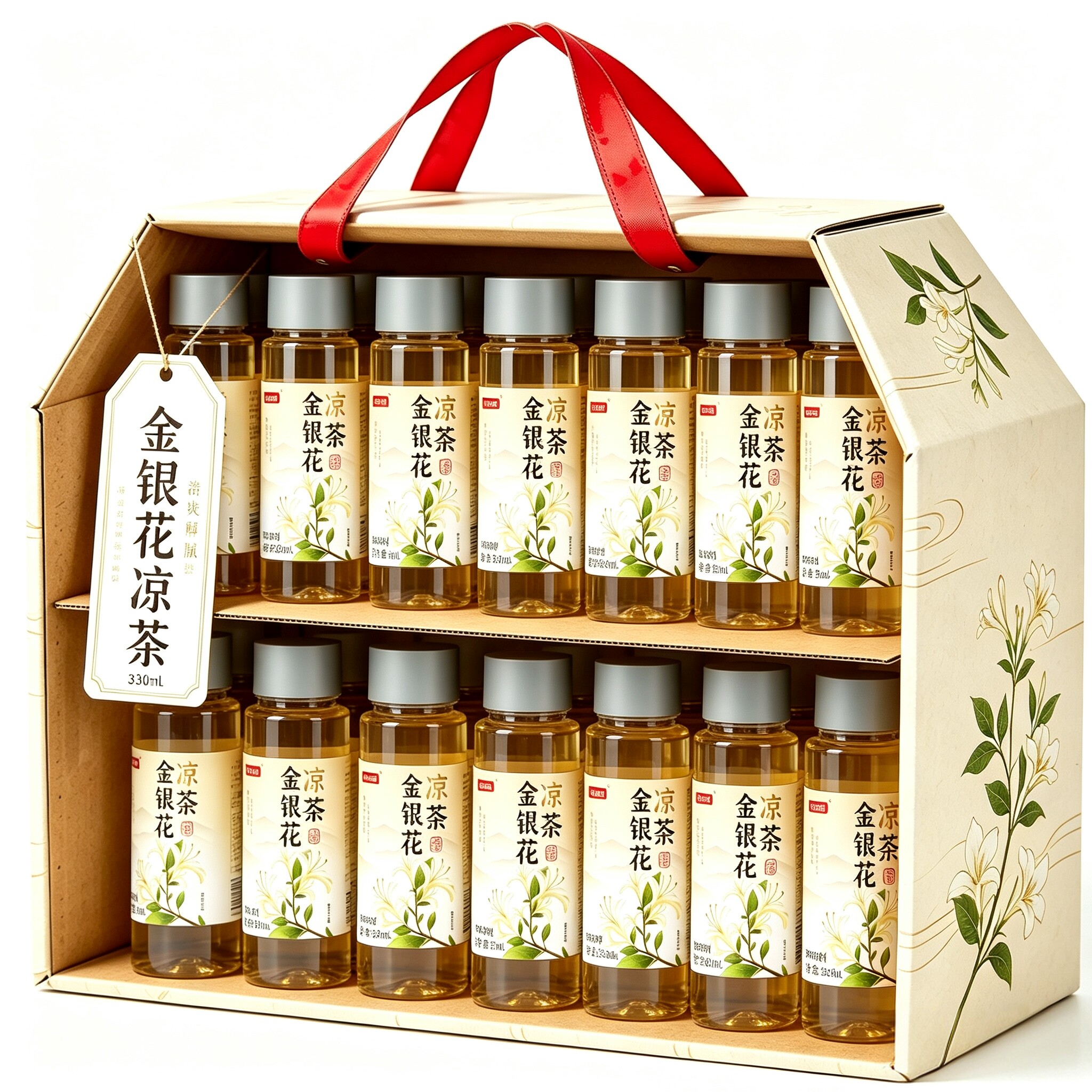 【整箱24瓶】金银花凉茶330ml*12瓶夏季解渴清润草本植物饮料特价