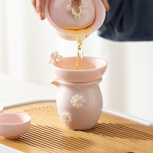 女士精致功夫茶具套装p干泡茶具家用西施壶盖碗茶盘整套办公室简