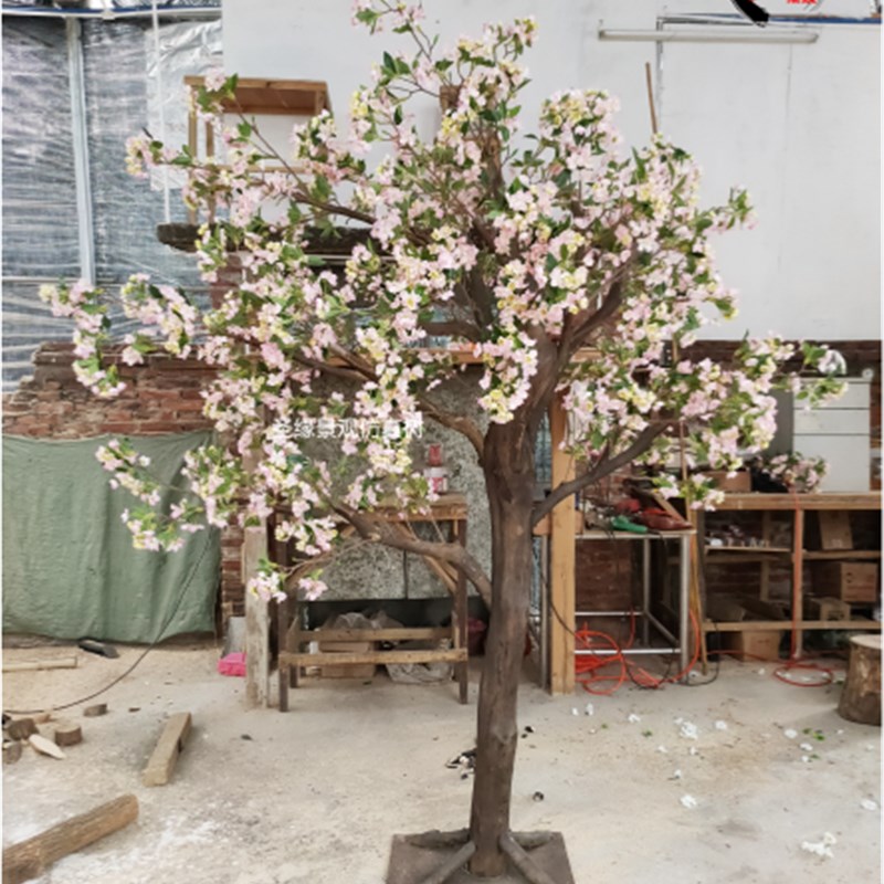 仿真海棠花树樱花树绢花酒店商场民宿花艺K绿植落地婚礼舞台道具