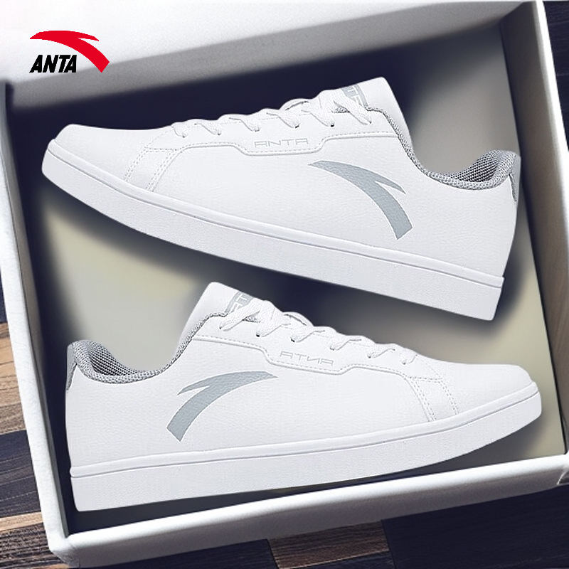 安踏板鞋男冬季皮面板鞋四季款