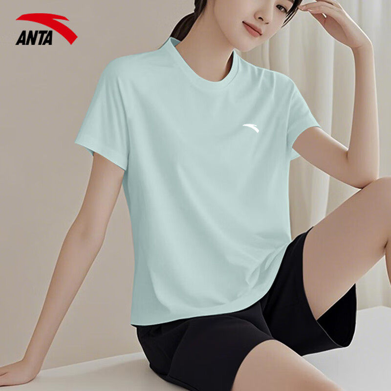 安踏短袖女设计感小众t恤女款半袖透气休闲上衣健身跑步运动T恤女,运动服/休闲服装,运动T恤,淘宝优惠券,粉丝福利购,淘宝优惠卷