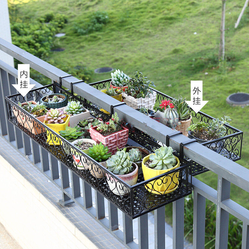 花架阳台挂式多肉花架子铁艺栏杆悬挂花盆架护栏窗台壁挂盆栽架