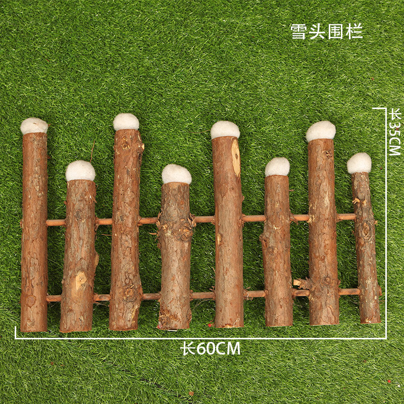 ,圣诞节装饰品围栏栅栏白色室内装饰小篱笆雪头实木装饰围栏