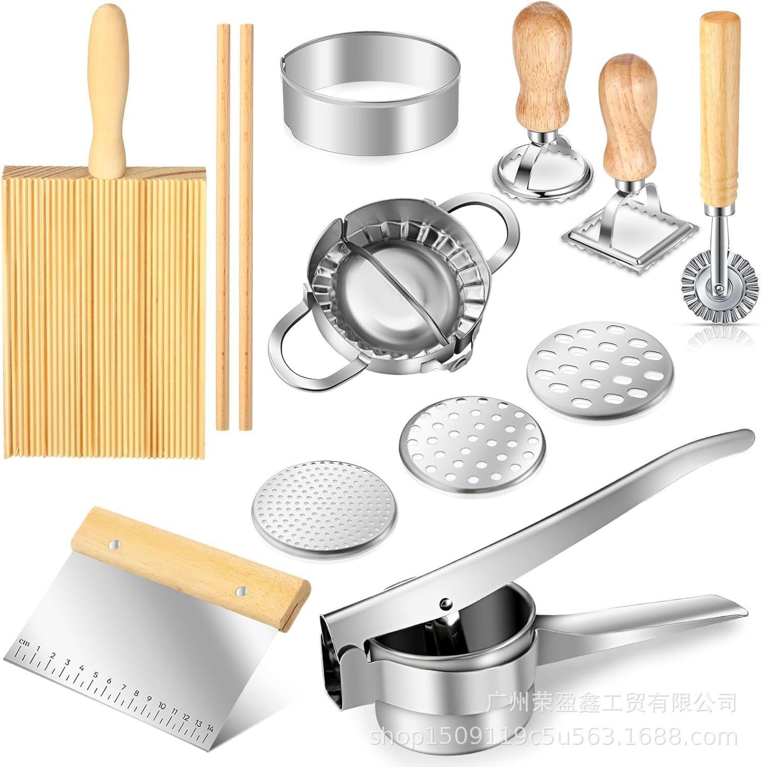 厂家直销板多功能搓莜面鱼工具10件面食饺子工具套装不锈钢压薯器