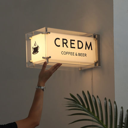 亚克力灯箱广告牌 定制LED发光招牌 挂墙式门头 店铺服装店咖啡店