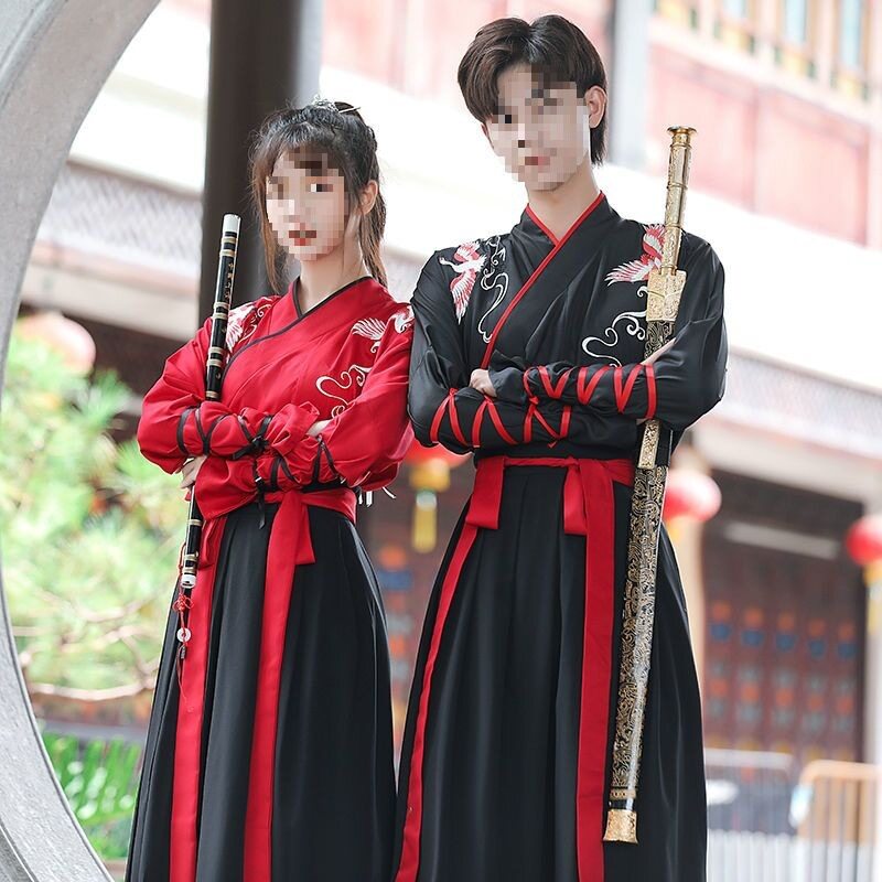 女中国风交领汉元素古风男武侠服学生情侣装班服套装改良古装汉服