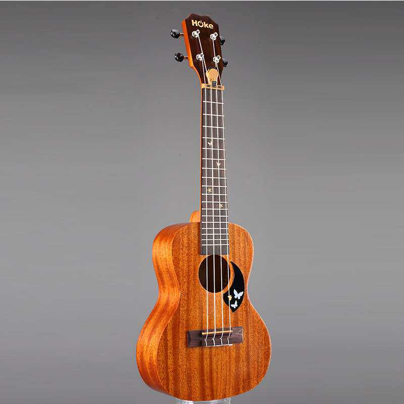 HOKE尤克里里 ukulele桃花芯单板演奏级自带调音器音色手感佳