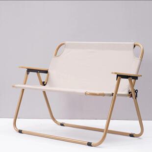 户外野营休闲双人椅折叠椅露营便携木纹克米特多人椅可收纳