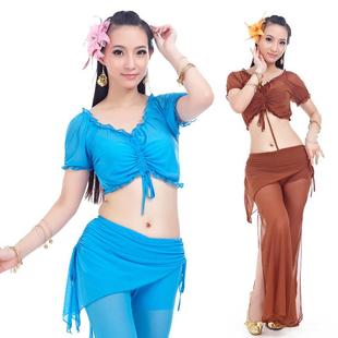水纱透明腰裙套装肚皮舞套装练习服练功服套装腰饰夏季套装