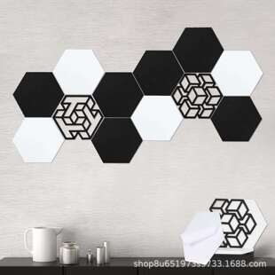 12件装自粘声学面板,14X12X0.4英寸六角形隔音面板,装饰性