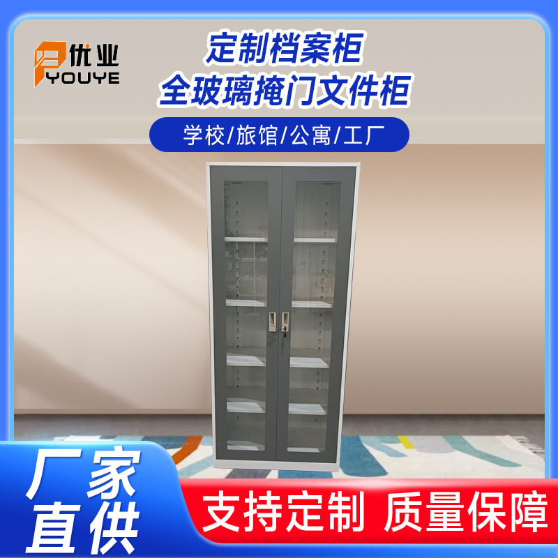 厂家批发档案柜全玻璃掩门文件柜办公室财务资料柜加厚收纳储物柜