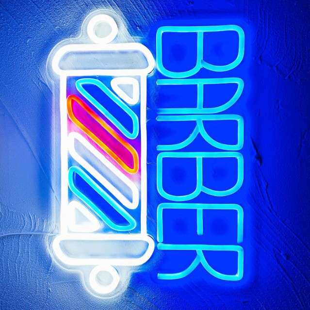 led跨境霓虹灯理发店barber招牌灯标识牌英文字母发光字灯牌