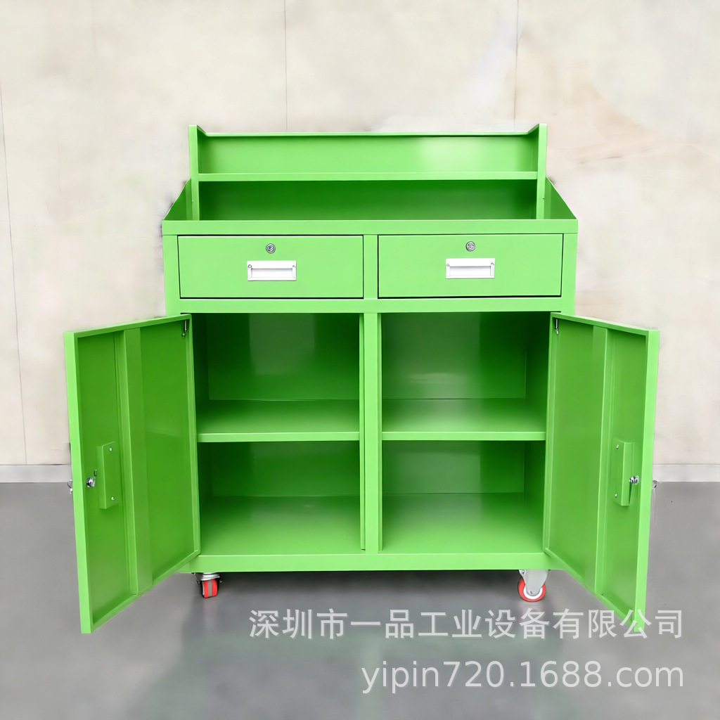 抽屉式工具车 维修带挂板工具手推车重型工具柜车间双开门储物柜